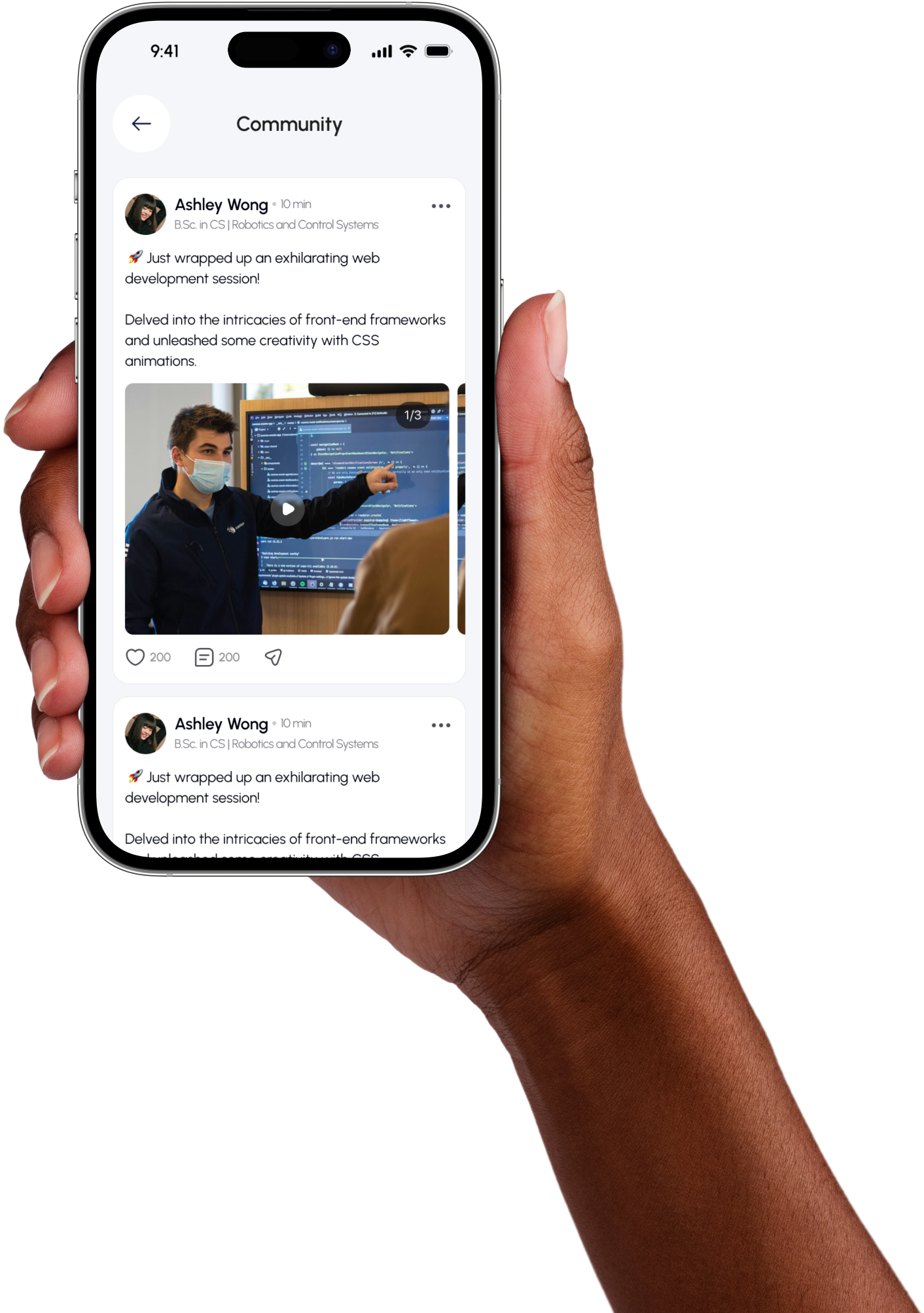 iPhone mockup in hand
